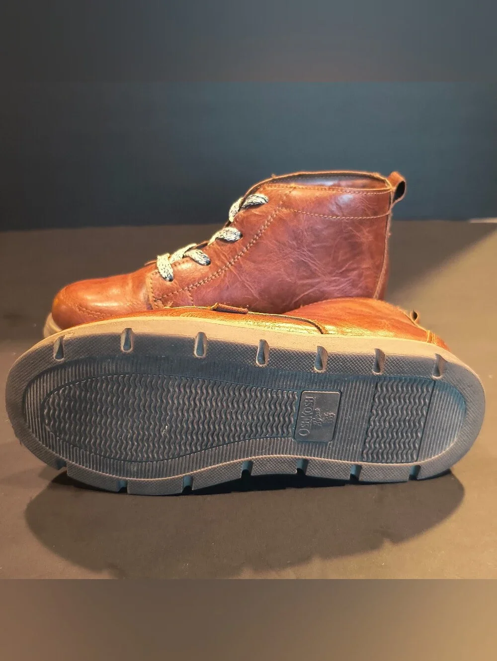 OshKosh B’gosh Boys Pierce Brown Faux Leather Ankle Boots Size 2 Youth Chukka